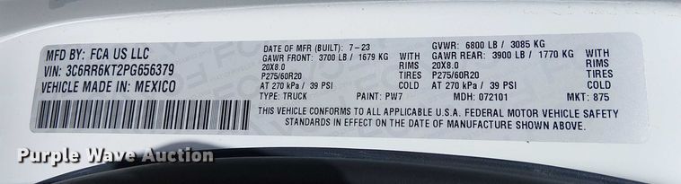 image for item EC1251 2023 RAM 1500 Crew Cab pickup truck