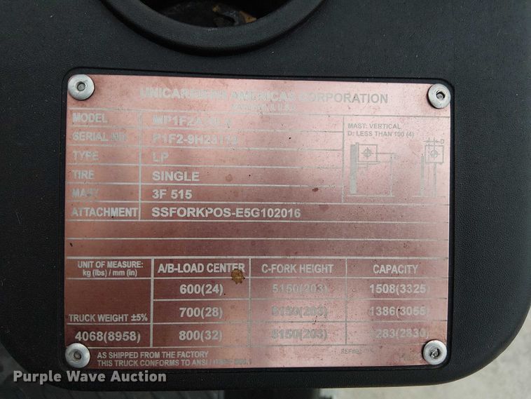 image for item EC1256 2017 UniCarriers PF50 forklift