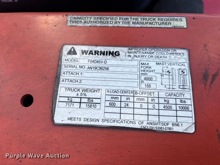 image for item EC3891 2008 Nissan JDP100Y forklift