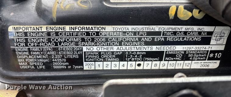 image for item EC8092 2006 Toyota 7FGU30 forklift