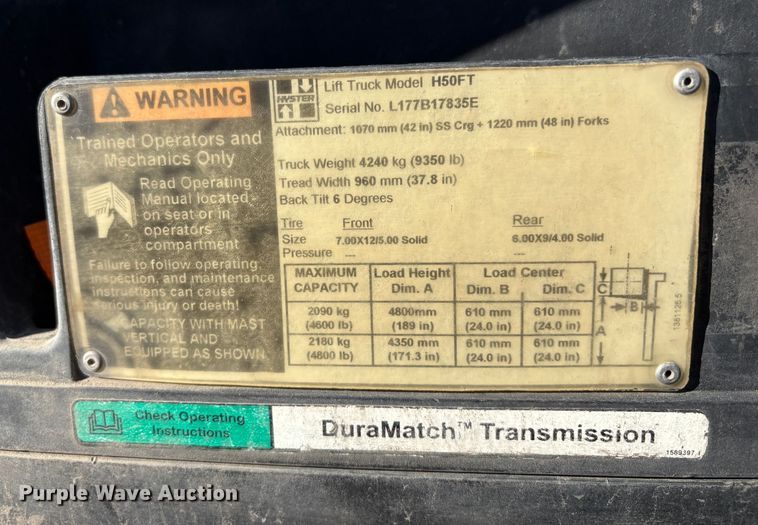 image for item EC8093 2007 Hyster H50FT forklift