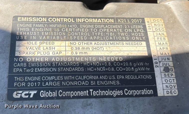 image for item EC8098 2017 UniCarriers PF50 forklift