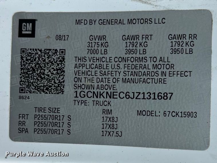 image for item ED2221 2018 Chevrolet Silverado 1500 pickup truck