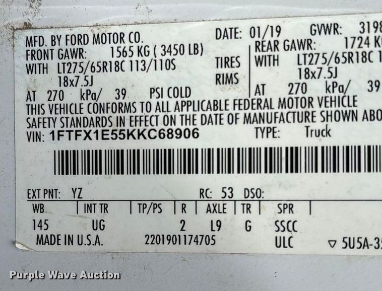 image for item ED2222 2019 Ford F150 SuperCab pickup truck