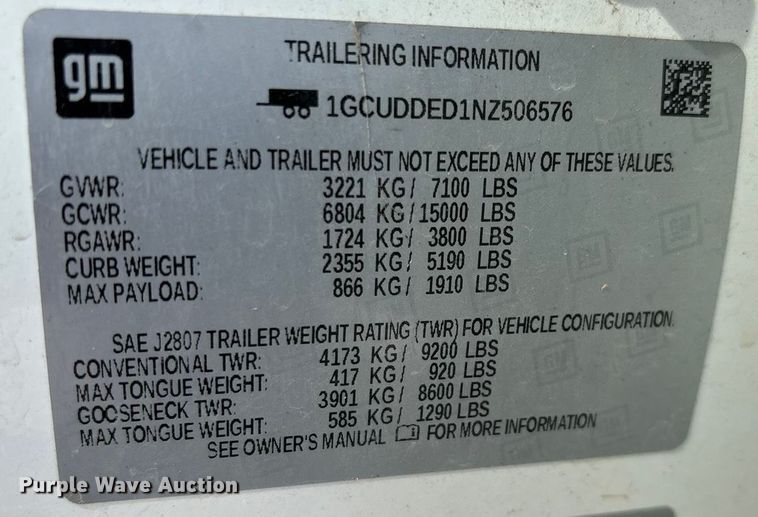 image for item ED2223 2022 Chevrolet Silverado 1500 Crew Cab pickup truck