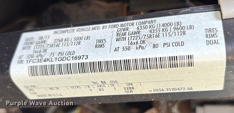 image for item ED5900 2016 Ford 450 delivery van