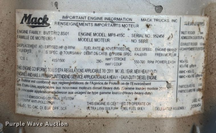 image for item ED5938 2012 Mack CHU613 semi truck