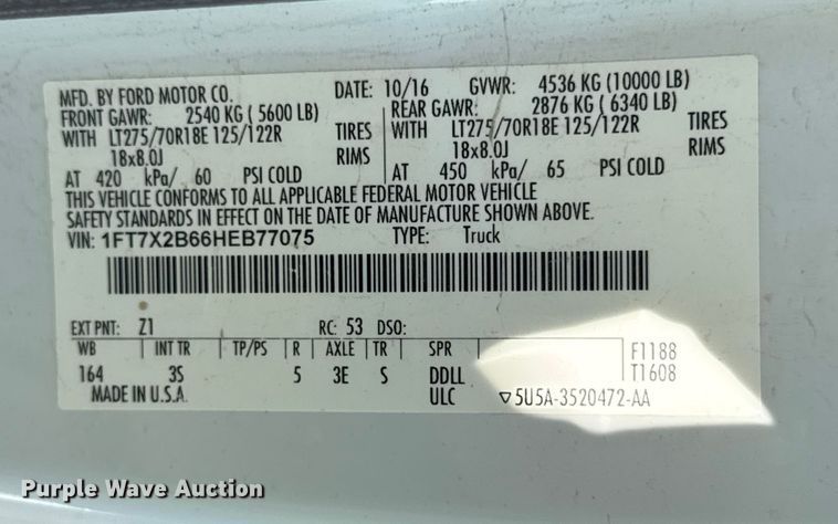 image for item EF2213 2017 Ford F-250 SuperCab pickup truck