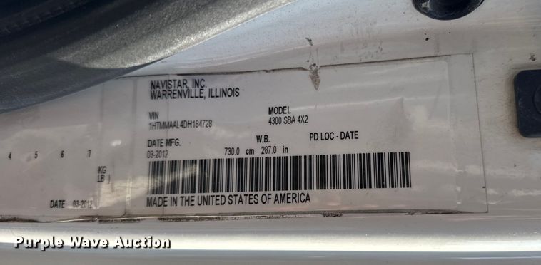 image for item EF2244 2013 International 4300 box truck