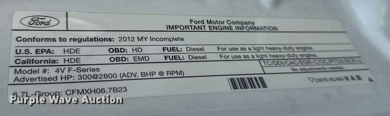 image for item EG6062 2012 Ford F550 Super Duty flatbed pickup truck