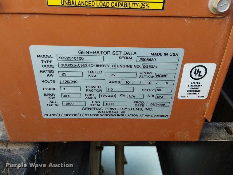image for item EG8266 2007 Generac 9922310100 generator