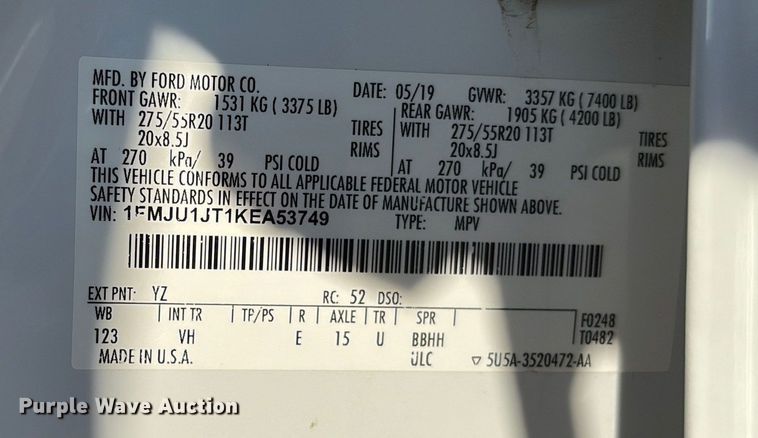 image for item EH4069 2019 Ford Expedition SUV