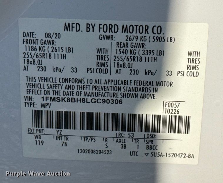 image for item EH4071 2020 Ford Explorer SUV