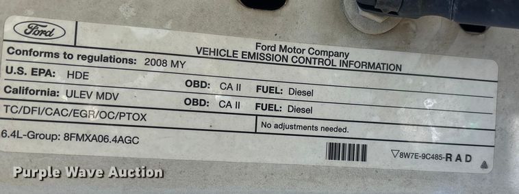 image for item EJ7681 2008 Ford F350 Super Duty XL flatbed pickup truck