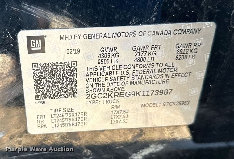 image for item EL0024 2019 Chevrolet Silverado 2500HD Double Cab pickup truck