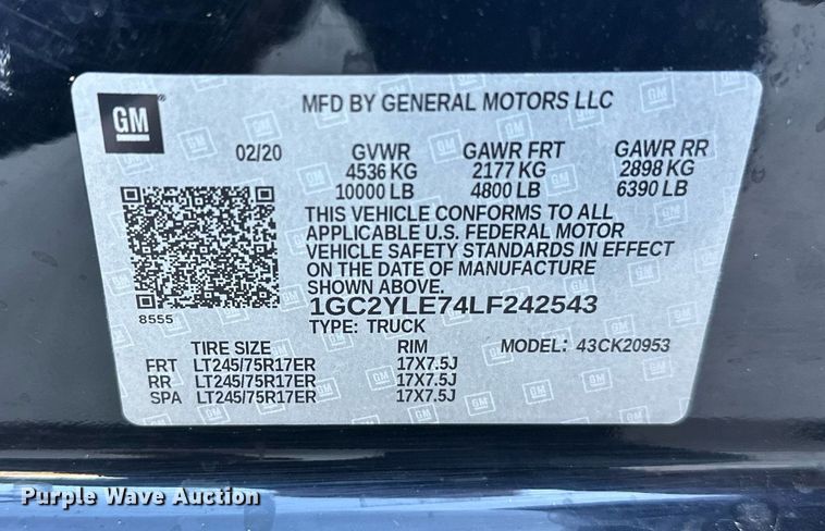 image for item EL0025 2020 Chevrolet Silverado 2500HD Double Cab pickup truck