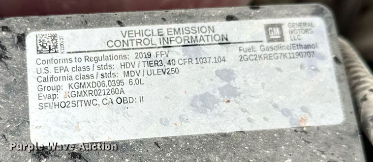 image for item EL0033 2019 Chevrolet Silverado 2500HD Double Cab pickup truck