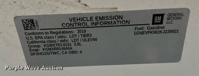 image for item EL0035 2019 Chevrolet Traverse SUV