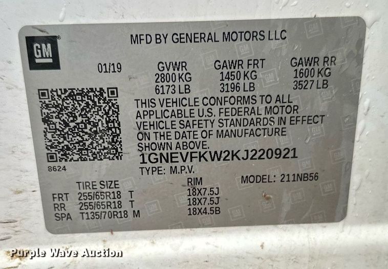 image for item EL0035 2019 Chevrolet Traverse SUV