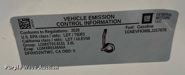 image for item EL0036 2020 Chevrolet Traverse SUV