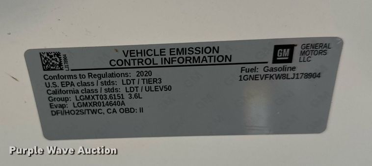 image for item EL0039 2020 Chevrolet Traverse SUV