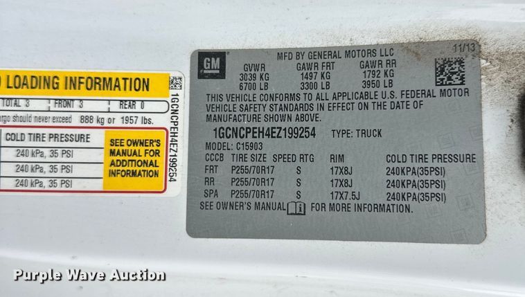 image for item EL0072 2014 Chevrolet Silverado 1500 pickup truck