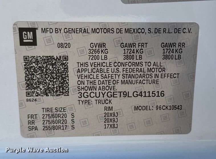 image for item EM2449 2020 Chevrolet Silverado 1500  Crew Cab pickup truck