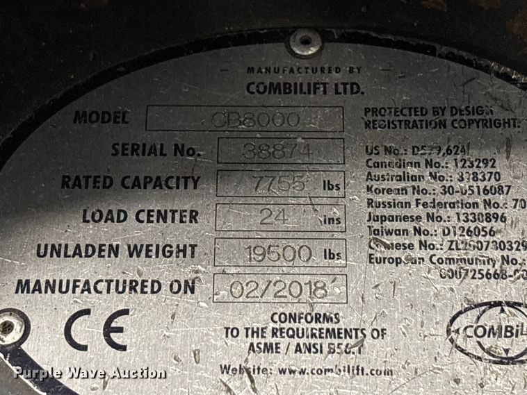 image for item EM6109 2018 CombiLift CB8000 forklift