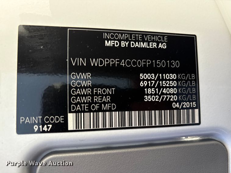 image for item EM6119 2015 Freightliner Sprinter shuttle bus