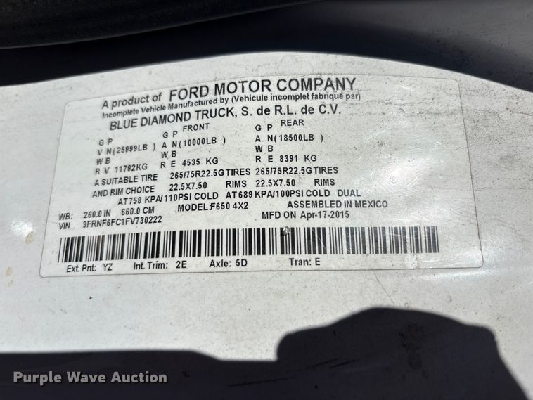 image for item EM6120 2015 Ford F650 shuttle bus