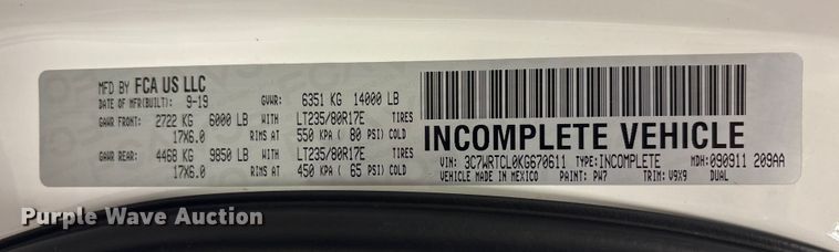 image for item EM6125 2019 RAM 3500 utility / service truck