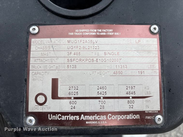 image for item EM6135 2017 UniCarriers PF70 forklift