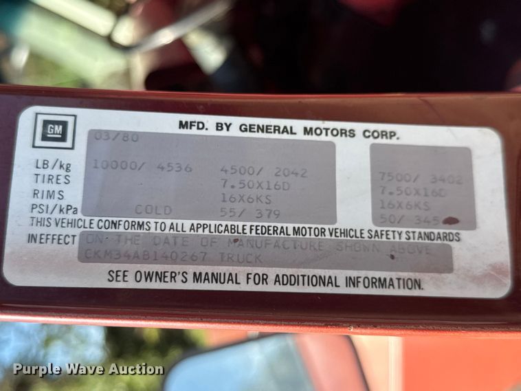 image for item EM8439 1980 Chevrolet K30 Scottsdale Trailering Special Crew Cab pickup truck