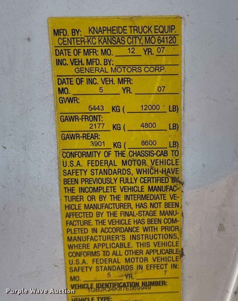 image for item EM8440 2007 Chevrolet Silverado 3500HD utility bed pickup truck