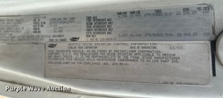 image for item EM8448 2003 Sterling Acterra paper shredder truck