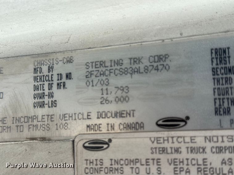 image for item EM8448 2003 Sterling Acterra paper shredder truck