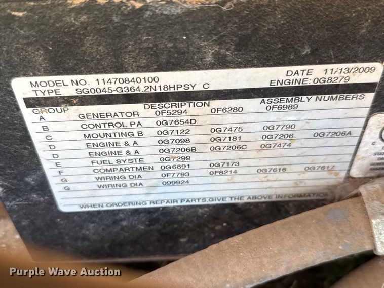 image for item EM8454 2009 Generac  114708400100 generator