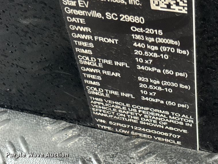 image for item EN0529 2016 Star EV golf cart