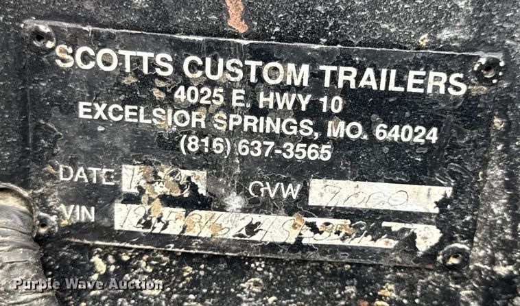 image for item EN0530 1995 Scotts Custom Trailers utility trailer