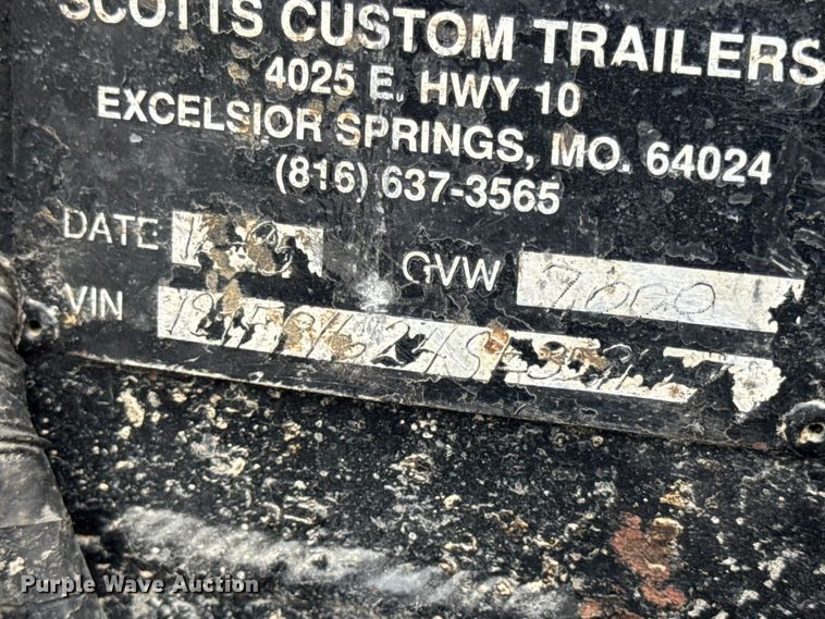 image for item EN0530 1995 Scotts Custom Trailers utility trailer