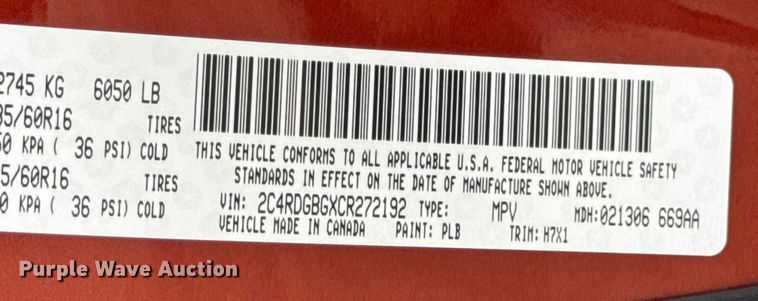 image for item EN0531 2012 Dodge Grand Caravan van