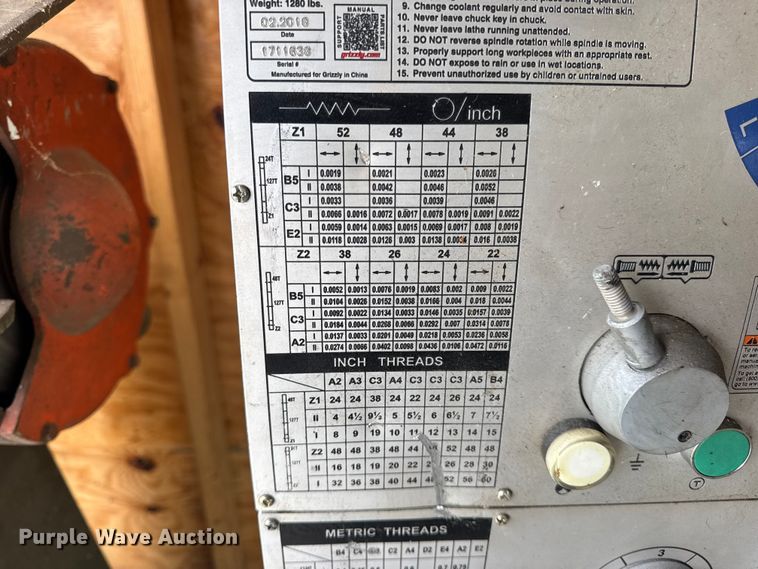 image for item EN0540 2018 Grizzly G0776 lathe
