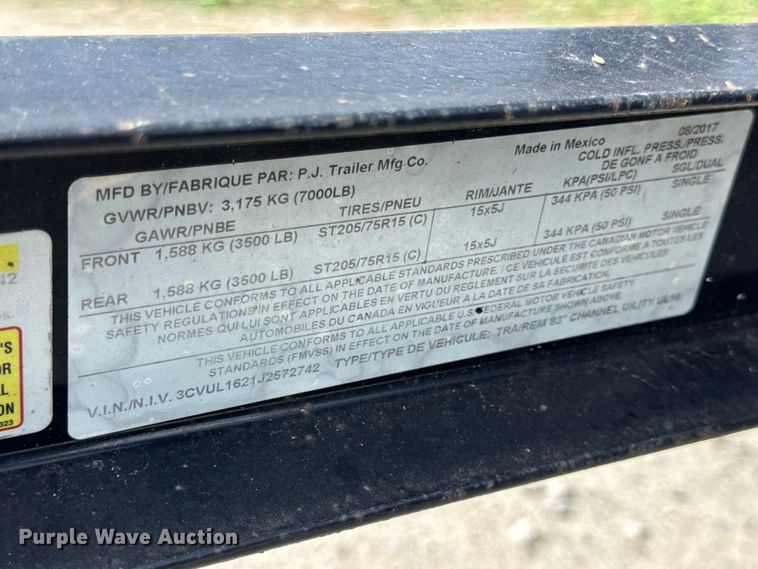 image for item EN0554 2018 PJ Trailers utility trailer