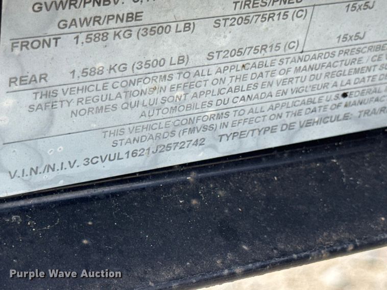 image for item EN0554 2018 PJ Trailers utility trailer