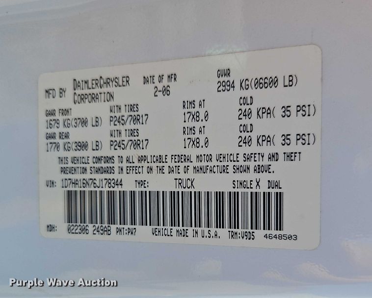 image for item EO4718 2006 Dodge Ram 1500 pickup truck