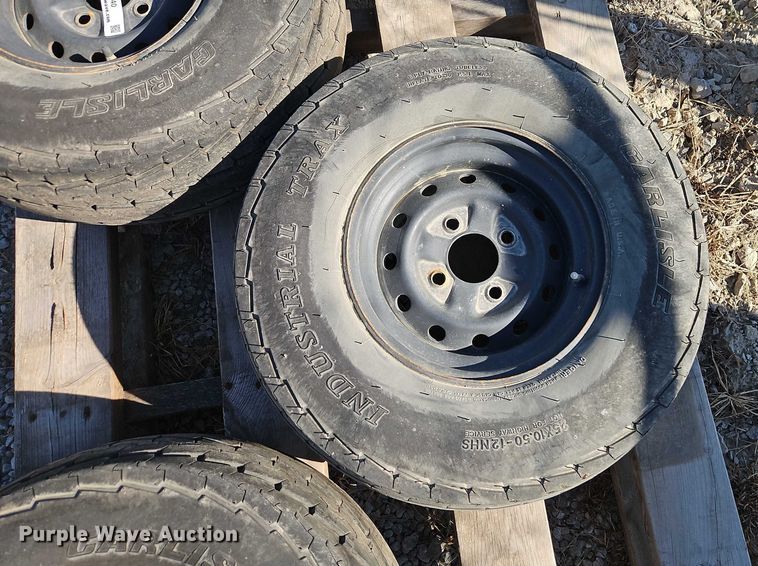 image for item EO4740 (4) Carlisle Industrial Trax 25x10.50-12 tires and wheels