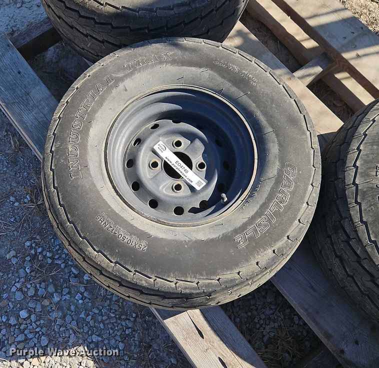image for item EO4740 (4) Carlisle Industrial Trax 25x10.50-12 tires and wheels