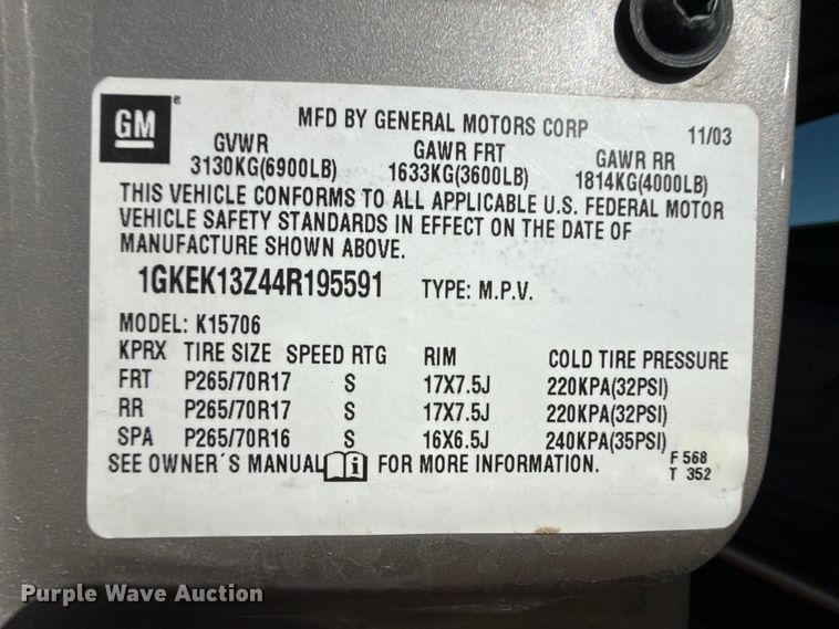 image for item EP0756 2004 GMC Yukon SUV