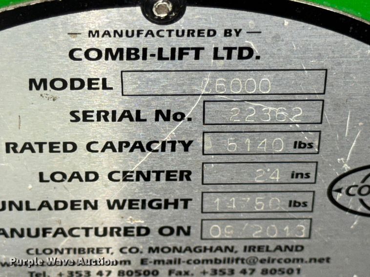image for item ER0203 2013 Combilift C6000 forklift