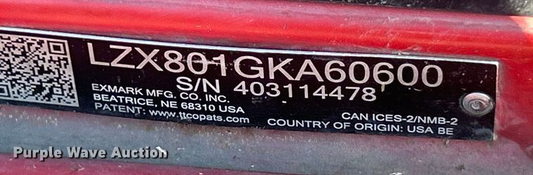 image for item ET3233 Exmark LZX801GKA60600 ZTR lawn mower